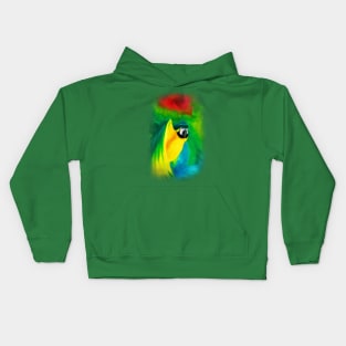 Macaw Parrot Flight Oil Painting ArtWork Kids Hoodie